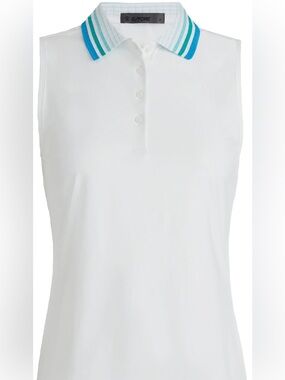 NWT G/FORE Womens Pleated Collar Silky Tech Nylon Sleeveless Golf Polo - Size L